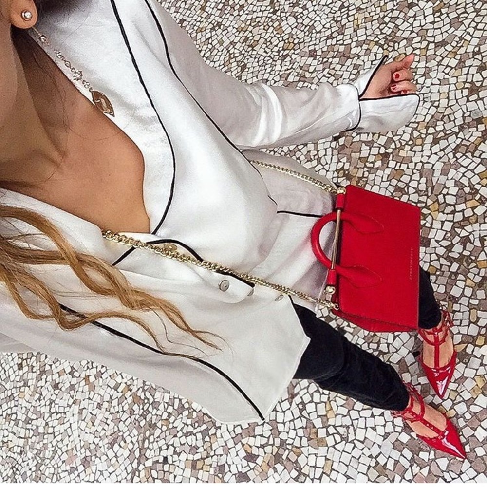 dita piping pj style satin shirt